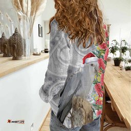 Blue Galah Mutation Christmas Australia Women Casual Shirt Falalalala Galalah Bottlebrush Grey Aboriginal Art LT14