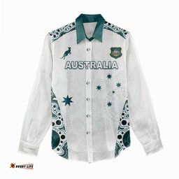 Custom Australia Rugby 2026 Women Casual Shirt Go Wallabies Aboriginal Pattern White Version LT05