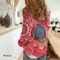 Australia Gang-gang Cockatoo Christmas Women Casual Shirt Eucalyptus Blossoms Aboriginal Merry Xmas LT14