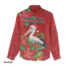 Australian Pelican Women Casual Shirt Aboriginal Inspired Christmas LT9