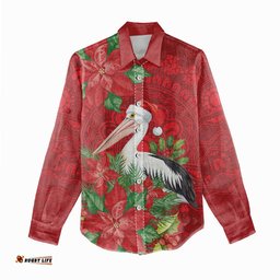 Australian Pelican Women Casual Shirt Aboriginal Inspired Christmas LT9