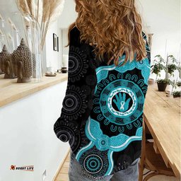 Australia Ovarian Cancer Awareness Women Casual Shirt Brave Strong Teal Ribbon Aboriginal Art LT14