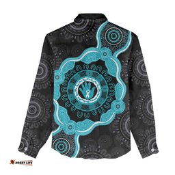 Australia Ovarian Cancer Awareness Women Casual Shirt Brave Strong Teal Ribbon Aboriginal Art LT14