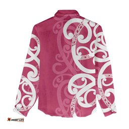 Breast Cancer Awareness Maori Women Casual Shirt Koru Kowhaiwhai LT7