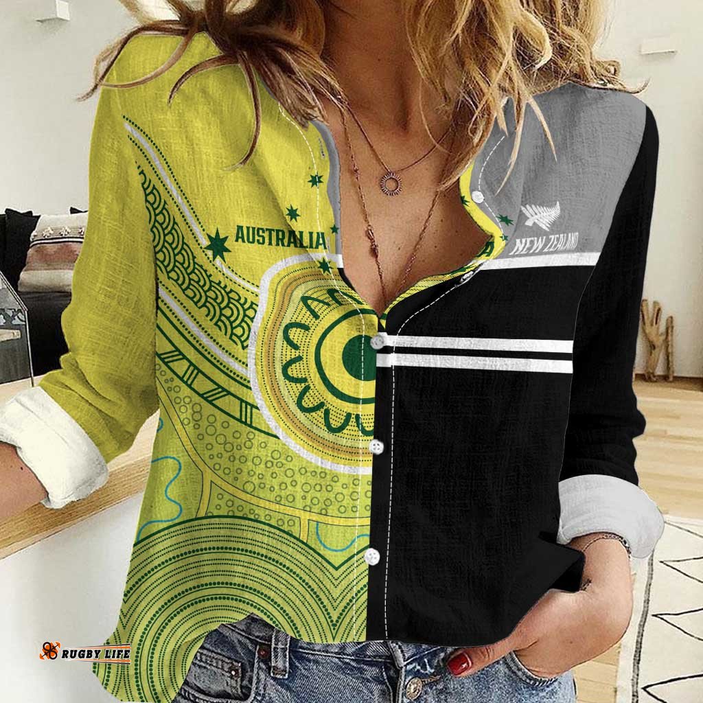 Custom Cricket AUNZ Spirit Women Casual Shirt Aussie New Zealand Retro Edition LT9