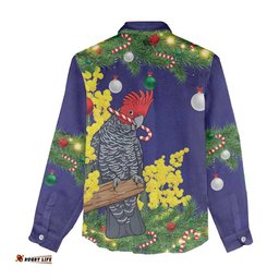 Australia Gang-gang Cockatoo Christmas Women Casual Shirt Callocephalon Fimbriatum Golden Wattle Blue LT14