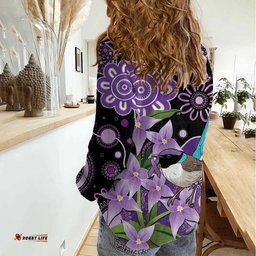 Australia Epilepsy Awareness Women Casual Shirt Purple-crowned Fairywren Boronia Aboriginal LT14