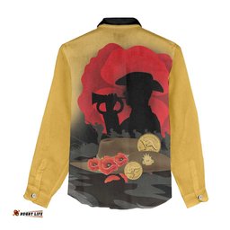 Australia Two-up Pennies ANZAC Day Women Casual Shirt Slouch Hat Last Post With Poppy LT14