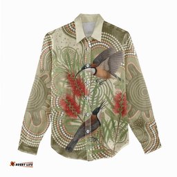 Australia Eastern Spinebill Women Casual Shirt Aussie Honeyeater Bottlebrush Indigenous Art LT14