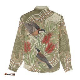 Australia Eastern Spinebill Women Casual Shirt Aussie Honeyeater Bottlebrush Indigenous Art LT14