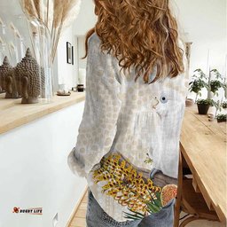 Australia Little Corella Women Casual Shirt Cacatua Sanguinea Western Grevillea Aboriginal Art LT14