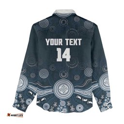 Custom Carlton Football Women Casual Shirt Go Blues Aboriginal Art LT14