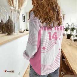 Custom Bowls Australia Breast Cancer Women Casual Shirt Pink Ribbon Curve Sporty LT14