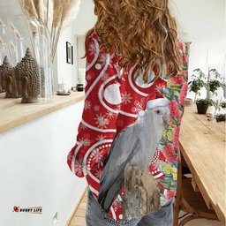 Blue Galah Mutation Christmas Australia Women Casual Shirt Falalalala Galalah Bottlebrush Red Aboriginal Art LT14