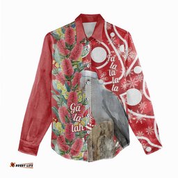 Blue Galah Mutation Christmas Australia Women Casual Shirt Falalalala Galalah Bottlebrush Red Aboriginal Art LT14