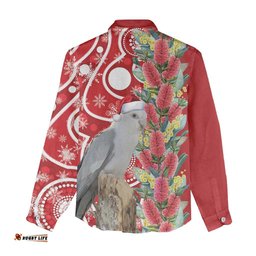 Blue Galah Mutation Christmas Australia Women Casual Shirt Falalalala Galalah Bottlebrush Red Aboriginal Art LT14