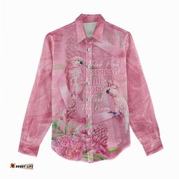 Australia Breast Cancer Awareness Women Casual Shirt Think Pink Cockatoos Ribbon LT14