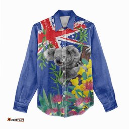 Australia Day Koala Women Casual Shirt Aussie Aussie Aussie Oi Oi Oi Blue Color LT9