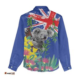 Australia Day Koala Women Casual Shirt Aussie Aussie Aussie Oi Oi Oi Blue Color LT9