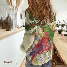 Australia Moluccan Eclectus Women Casual Shirt Australian Native Flowers Indigenous Art LT14
