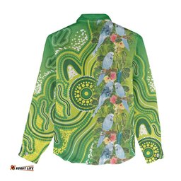 Budgerigar Australia Women Casual Shirt Aussie Common Parakeet Indigenous Art LT14
