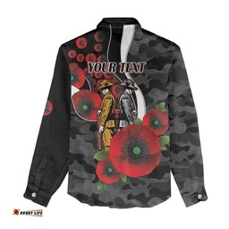 Collingwood Magpies ANZAC Personalised Women Casual Shirt Lest We Forget Poppy Camo LT9