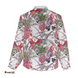 Australia Pink Galah Women Casual Shirt Rose-breasted Cockatoo Pineapple Seamless Vibes LT14