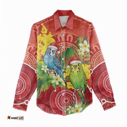 Budgerigar Australia Christmas Women Casual Shirt Budgies Golden Wattle Aboriginal Red LT14