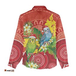 Budgerigar Australia Christmas Women Casual Shirt Budgies Golden Wattle Aboriginal Red LT14
