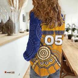 Custom Eagles Football Women Casual Shirt Aboriginal Dot Art Pattern DT05
