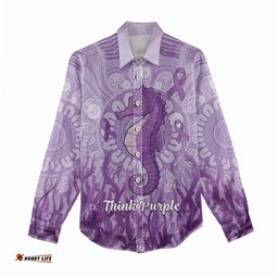 Australia Epilepsy Awareness Women Casual Shirt Seahorse Think Purple Ribbon Aboriginal LT14