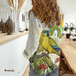 Australia Rock Parrot Women Casual Shirt Kangaroo Paws Indigenous Art LT14