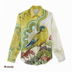 Australia Rock Parrot Women Casual Shirt Kangaroo Paws Indigenous Art LT14