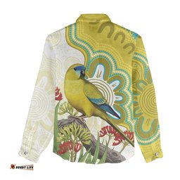 Australia Rock Parrot Women Casual Shirt Kangaroo Paws Indigenous Art LT14