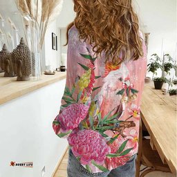 Australia Christmas Pink Cockatoo with Banksia Women Casual Shirt Coral Pink LT7