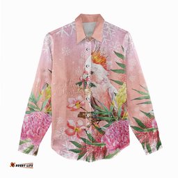 Australia Christmas Pink Cockatoo with Banksia Women Casual Shirt Coral Pink LT7
