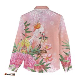 Australia Christmas Pink Cockatoo with Banksia Women Casual Shirt Coral Pink LT7