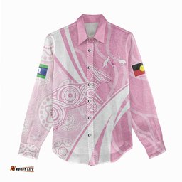 Australia Bowls Personalised Indigenous Pink Round Women Casual Shirt LT7