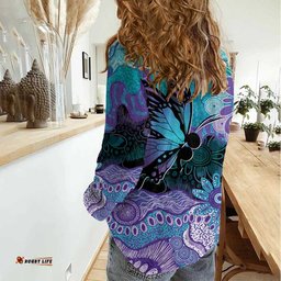 Australia Indigenous Teal Purple Contemporary Aboriginal Art Women Casual Shirt Hope Is Real LT7
