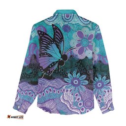 Australia Indigenous Teal Purple Contemporary Aboriginal Art Women Casual Shirt Hope Is Real LT7