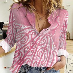 Breast Cancer Awareness Maori Women Casual Shirt Kia Kaha Kia Maia Kia Manawanui LT7