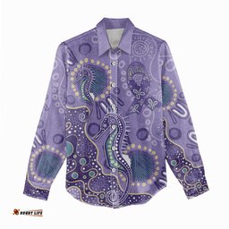 Australia Epilepsy Awareness Women Casual Shirt Aboriginal Purple Ribbon with Seahorse LT7