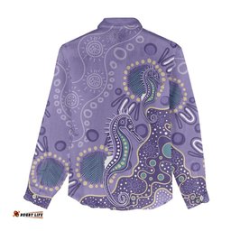 Australia Epilepsy Awareness Women Casual Shirt Aboriginal Purple Ribbon with Seahorse LT7
