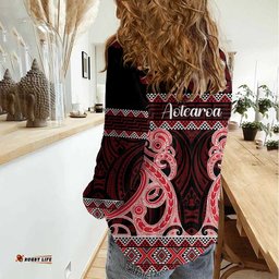 Kia Ora New Zealand Women Casual Shirt Maori Language Week Whero Taniko Motif LT14
