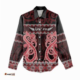 Kia Ora New Zealand Women Casual Shirt Maori Language Week Whero Taniko Motif LT14