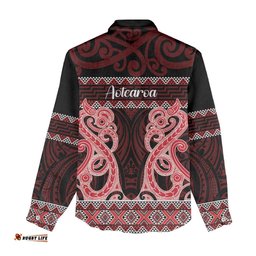Kia Ora New Zealand Women Casual Shirt Maori Language Week Whero Taniko Motif LT14