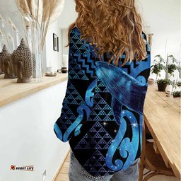 Humpback Whale Matariki New Zealand Women Casual Shirt NZ Maori Paikea Poutama Luxury Blue LT14