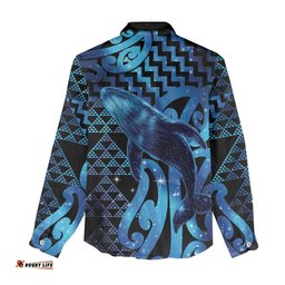 Humpback Whale Matariki New Zealand Women Casual Shirt NZ Maori Paikea Poutama Luxury Blue LT14