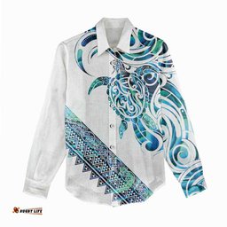 Kahui Whetu Paua shell Kowhaiwhai Taniko Personalised Women Casual Shirt Turtle Tattoo Maori Tribal Style LT9