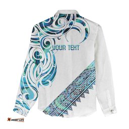 Kahui Whetu Paua shell Kowhaiwhai Taniko Personalised Women Casual Shirt Turtle Tattoo Maori Tribal Style LT9
